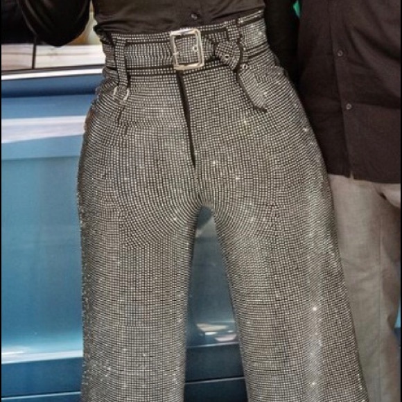 Pants - Queen of Soul Silver Rhinestones Pants